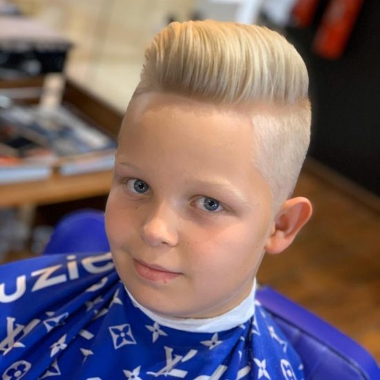 Platinum blonde pompadour - precision cut